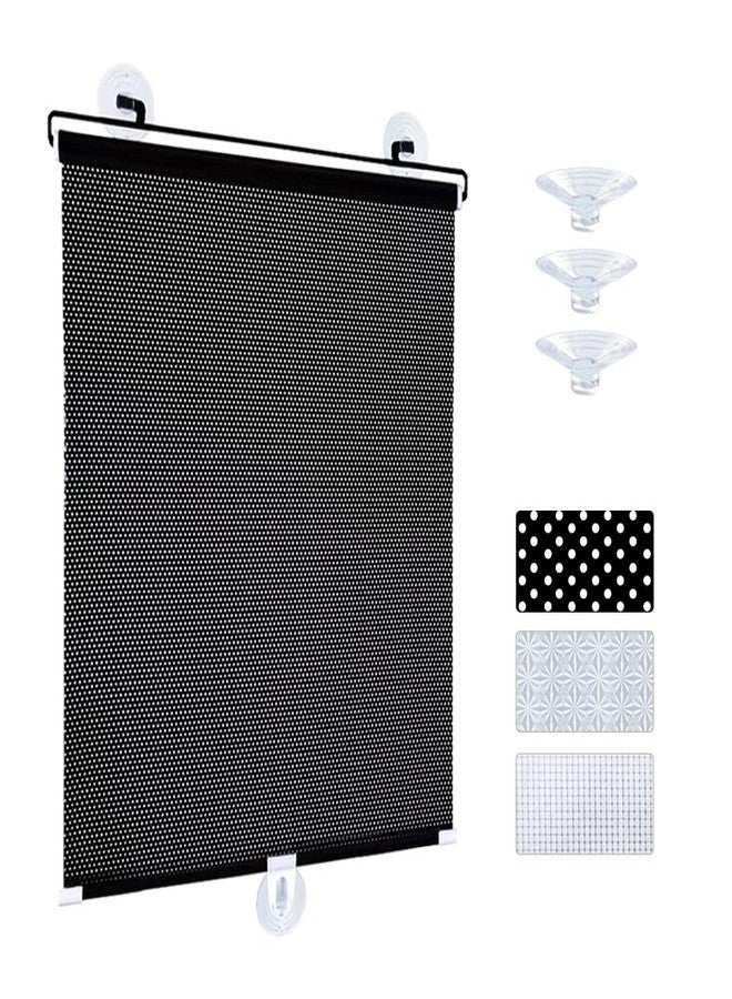 Yoebor No Drill Blackout Blind Shade with 3 Suction Cups, Temporary Portable Roller Window Curtain for Home Office Car Black 50% Shade, W26.8 x L49.2 - Image 1